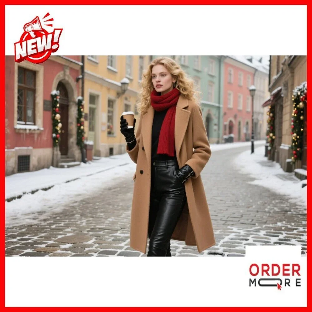 Cashmere Lined Sheepskin Leather Gloves Touchscreen Driving Winter